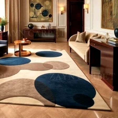 Handcrafted Modern Circle Pattern Living Room Rug